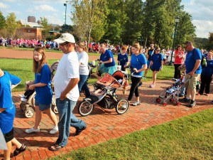 The participants walk 1-mile in and around UNCC’s 49ers stadium.