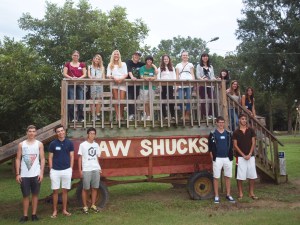 Here are most of the international students attending local high school’s this year. (Samuel Perelzweig is pictured on the bottom far-left, Giorgio Chessa is bottom far-right, Emil Houlind is top-left of center and Mari Mezquita is on the steps, second from top-far right.)